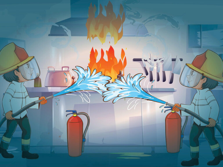 Timely extinguishing of a fire at a restaurant